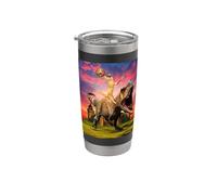 Viking Cat Riding Dinosaur Cat Humor Cats Lover Gobelet isotherme en acier inoxydable double paroi