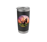 Viking Cat Riding Dinosaur Cat Humor Cats Lover Gobelet isotherme en acier inoxydable double paroi