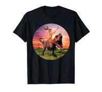 Viking Cat Riding Dinosaur Cat Humor Cats Lover T-Shirt Graphique avec Valeur