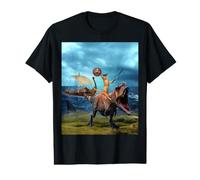 Viking Cat Riding Dinosaur Cat Humor Cats Lover T-Shirt Graphique avec Valeur