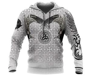 Viking Celtic Knot Ravens Vestes À Capuche pour Hommes Et Femmes - Mythologie Nordique Odin Crow Pull Imprimé Numérique 3D - Mode Vintage Décontractée À Manches Longues