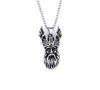 Viking Collier pour homme avec pendentif en forme de portrait de guerrier nordique en acier inoxydable, amulette mythologique, chaîne de 60 cm, avec boîte