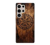 Viking Compass Wood Etui Coque Housse pour Samsung Galaxy S24 Ultra