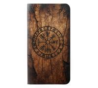 Viking Compass Wood Etui Flip Housse Cuir pour Samsung Galaxy S26 Plus