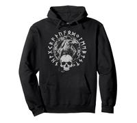 Viking Corbeau Crâne Runique Lettres Valhalla Symbolisme Nordique Sweat à Capuche