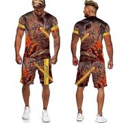 Viking Dragon Tattoo 3D Print T-Shirt pour Hommes et Short de Plage Ensemble Survêtement d’été Ensemble 2 pièces Ensemble Tenue Streetwear