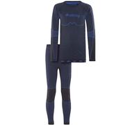 Viking Ensemble de sous-vêtements thermiques « Riko » pour enfant, comprenant un pantalon et un t-shirt à manches longues 152 cm Noir/bleu foncé