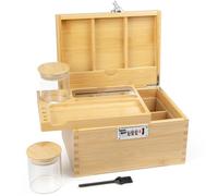 Viking Factory Grande boîte en bambou de avec verrou à combinaison, boîte décorative pour la maison avec verrouillage, plateau | Bocaux en verre | Outils d'accessoire(24 * 18 * 14 CM)