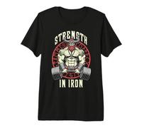 Viking Gym Warrior Strength in Iron Deadlift Poids Fitness T-Shirt Haut de Gamme