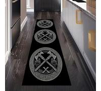 Viking Hache de Guerre Chevalier Tapis de Cuisine Devant Evier Antidérapant Lavable 60 x 180 cm, Nœud Celtique Rond Tapis de Passage, Carpet pour Chambre à Coucher Descente de lit Salon Interieur