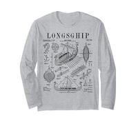 Viking Longship Drôle Vintage Brevet Mythologie Nordique Manche Longue