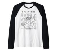 Viking Longship Drôle Vintage Brevet Mythologie Nordique Manche Raglan