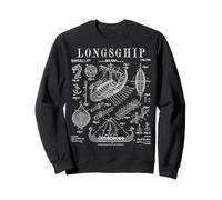 Viking Longship Drôle Vintage Brevet Mythologie Nordique Sweatshirt