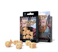 VIKING Lot De Dés Polyédriques Beige Bourgogne Valhalla DnD RPG Q-Workshop