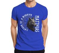 Viking Loup Père de Guerrier Personnalisé Nordique T-shirt Homme, Bleu, XXL