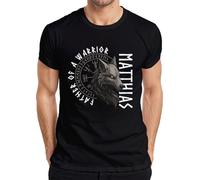 Viking Loup Père d'un Guerrier Personnalisé Nordique T-shirt Homme, Noir, XL