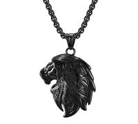Viking Noeud Celtique Lion Collier Pour Femmes Hommes - Nordic Vintage Lion Tête Pendentif Chaîne en Acier Inoxydable - Pirate Gothique Amulette Animal Bijoux Cadeau Pour Teen Fils Frère(Black_60CM)