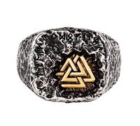 Viking Nordic Valknut Ring pour les hommes Femmes Two Tone 925 Sterling Silver Triangle Rune Rinky Ring Norse Bijoux Open Ajustement