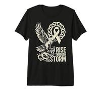 Viking Raven Cancer du poumon - Rise Through The Storm - Norse T-Shirt Haut de Gamme