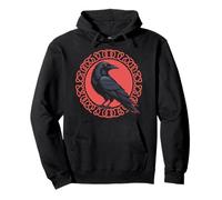 Viking Raven Odin Huginn Muninn Runic Circle Norse Mythology Sweat à Capuche