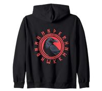 Viking Raven Odin Huginn Muninn Runic Circle Norse Mythology Sweat à Capuche