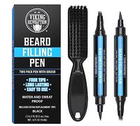 Viking Revolution Crayon à Barbe Homme - Stylo Combleur Barbe Résistant à l’Eau et Longue Tenue avec Brosse - Noir - Lot de 2 - 5 ml Chacun