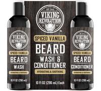 Viking Revolution Nettoyant et revitalisant pour barbe pour hommes l'huile d'argan et l'huile de jojoba - Adoucissant et fortifiant pour la b