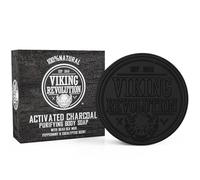 Viking Revolution Skin Cleaning Agent Activated Charcoal Soap for Men w/Dead Sea Mud, Body and Face, Cleanser,Cleansing Blackheads - Peppermint & Eucalyptus Scent 0.7 Fl Oz (Pack of 1)