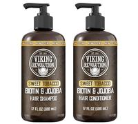 Viking Revolution Sweet Tobacco Mens Shampooing et revitalisant Ensemble de biotine et d'huile de jojoba - shampooing de cheveux naturel et condi