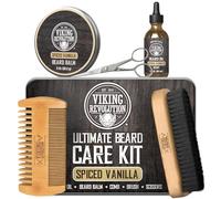 Viking Revolution - Ultimate Beard Kit Spiced Vanilla - Grooming Kit for Men with Brush, Comb, Beard Balm, Oil, Moustache Scissors - Husband Gifts for Men
