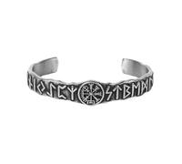 Viking Rune Manchette Bracelets Pour Hommes - Nordique Runes Odin Triangle Symbole Vegvisir Ouvrir Bracelet - Fait À la Main en Acier Inoxydable Amulette Bracelet Vintage Chanceux Bijoux(Compass)