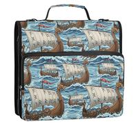 Viking Ship Blue1 Sac à dos zippé 3 anneaux avec poignée et bandoulière amovible avec poche zippée pour collège
