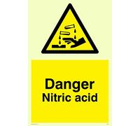 Viking Signs Acide Nitrique Panneau d'Avertissement Photoluminescent Jaune Vinyle Montage Mural 15 cm x 5.08 cm