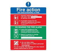 Viking Signs CF5179-A5P-V Panneau en vinyle autocollant avec inscription « Fire Action Notice On Discovering A Fire » 150 mm H x 200 mm L