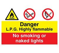 Viking Signs Cn612-a4l-1 m "L.p.g. hautement Inflammable, Interdiction de fumer ou Naked Lights" Sign, 1 mm, plastique, semi-rigide, 300 mm H x 200 mm L
