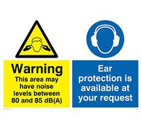 Viking Signs Cp269-a2l-3 m "avertissement cette Zone Peut avoir des niveaux de bruit entre 80 et 85 dB (A), protection auditive est disponible à votre demande" Sign, 3 mm Plastique rigide, 600 mm H x 400 mm L
