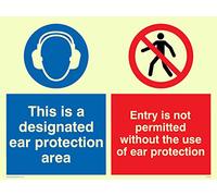 Viking Signs Cp276-a5l-pv "c'est une zone de protection auditive Désignés, l'entrée n'est pas Permise sans l'utilisation de protection auditive" Sign, EN Vinyle autocollant, 200 mm Photoluminescent H x 150 mm L