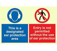 Viking Signs Cp276-a6l-pv "c'est une zone de protection auditive Désignés, l'entrée n'est pas Permise sans l'utilisation de protection auditive" Panneau, autocollant en vinyle Photoluminescent, 150 mm H x 100 mm l