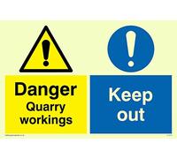 Viking Signs Cu608-a6l-pv "Danger composantes carrière, Keep Out" Sign, Photo luminescent en vinyle autocollant, 150 mm H x 100 mm l