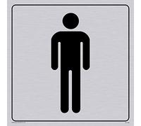 Viking Signs Dv1026-s15-sv mâle WC Symbole - Panneau de porte pour WC, Positive Texte Noir avec bordure, EN Vinyle Argenté Autocollant, 150 mm H x 150 mm L