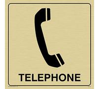 Viking Signs Dv1042-s15-g "téléphone" Sign, Positive Texte Noir avec bordure, Semi Rigide Plastique Doré, 150 mm H x 150 mm L