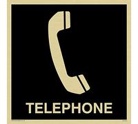 Viking Signs Dv1043-s15-g "téléphone" Sign, négatif Texte Noir, plastique semi-rigide Doré, 150 mm H x 150 mm L