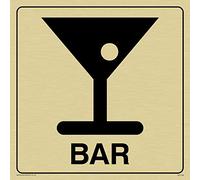 Viking Signs Dv1046-s15-g "Barre" Sign, Positive Texte Noir avec bordure, Semi Rigide Plastique Doré, 150 mm H x 150 mm L