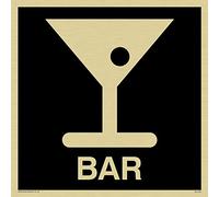 Viking Signs Dv1047-s15-g "Barre" Sign, négatif Texte Noir, plastique semi-rigide Doré, 150 mm H x 150 mm L