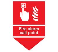 Viking Signs Fv342-a4p-3d "Fire Alarm Call point" Sign, bouton d'alarme et flammes avec flèche vers le bas, 3 mm Plastique rigide double face, 200 mm H x 300 mm L