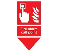 Viking Signs Fv342-p12-v "Fire Alarm Call point" Sign, bouton d'alarme et flammes avec flèche vers le bas, EN Vinyle/Autocollant, 100 mm H x 200 mm L