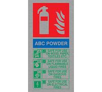 Viking Signs Fz5581-p12-ms CE Extincteur Contient Poudre ABC d'instructions pour l'usage des Signes, qualité Marine, Acier inoxydable, 200 mm H x 100 mm l