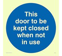 Viking Signs MA216-S15-PV Panneau autocollant photoluminescent « This Door To Be Kept Closed When Not In Use » 150 x 150 mm