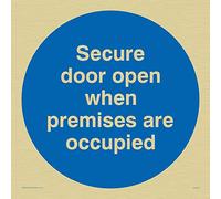 Viking Signs Ma222-s15-g "Secure Porte ouverte lorsque les locaux sont Occupés" Sign, rigide Doré Plastique, 150 mm x 150 mm
