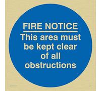 Viking Signs Ma228-s20-g "Fire Attention cette Zone doit être conservé clair de tous les obstacles" Sign, rigide Doré Plastique, 200 mm H x 200 mm L